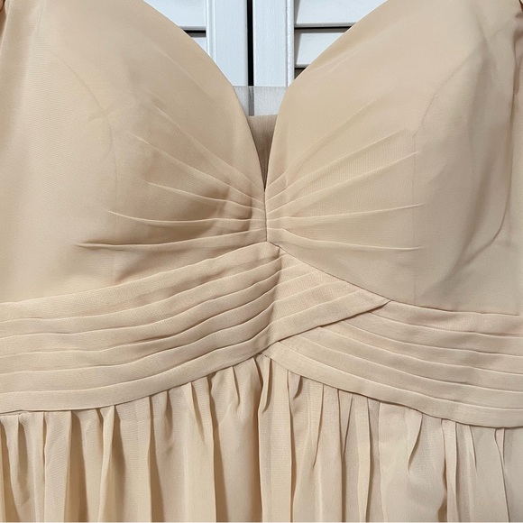 NWOT Wear Your Love Champagne Chiffon Maxi Bridesmaid Dress Pockets Corset Bride - Picture 3 of 16